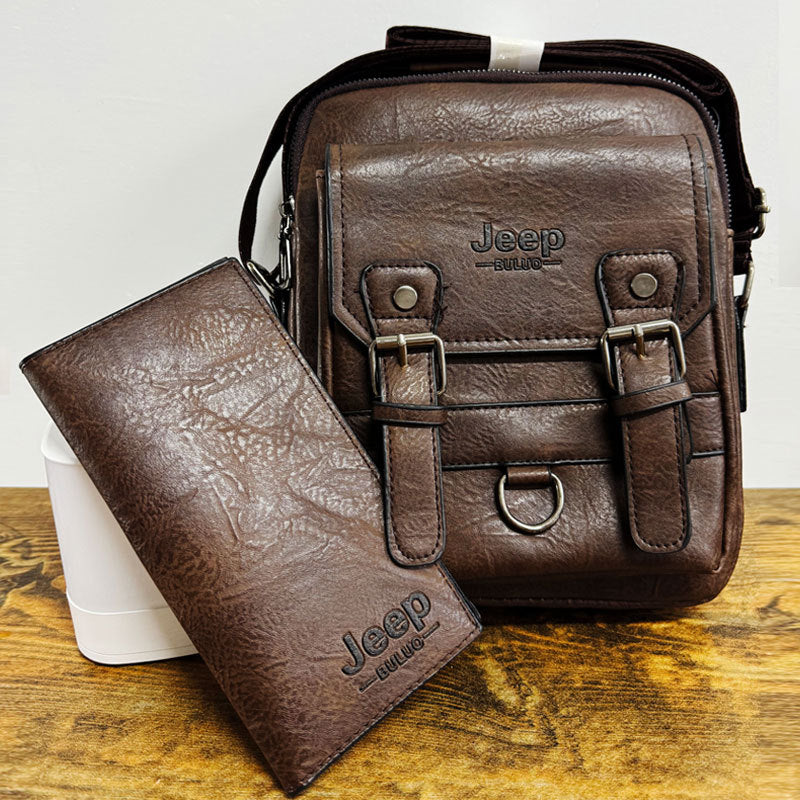 Vyriška natūralios odos rankinė ant pečių - Nemokama piniginė