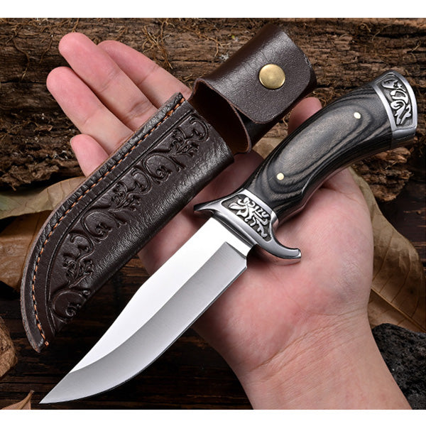 Didelio kietumo reljefinis peilis + gražus odinis dėklas