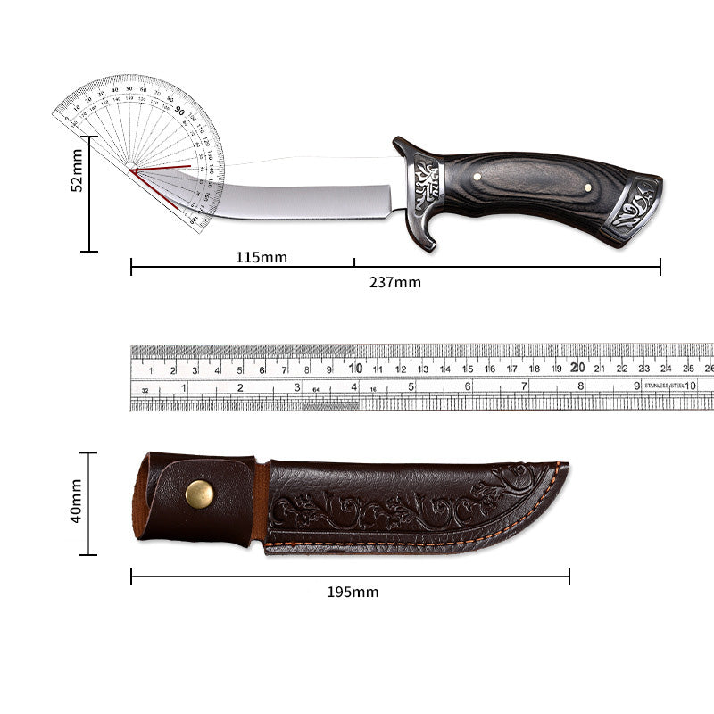 Didelio kietumo reljefinis peilis + gražus odinis dėklas