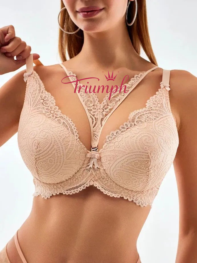 „Triumph®“ 4 vnt.💖50 % nuolaida✨Nėriniuota liemenėlė dideliems dydžiams, gili V formos [65A-120H]