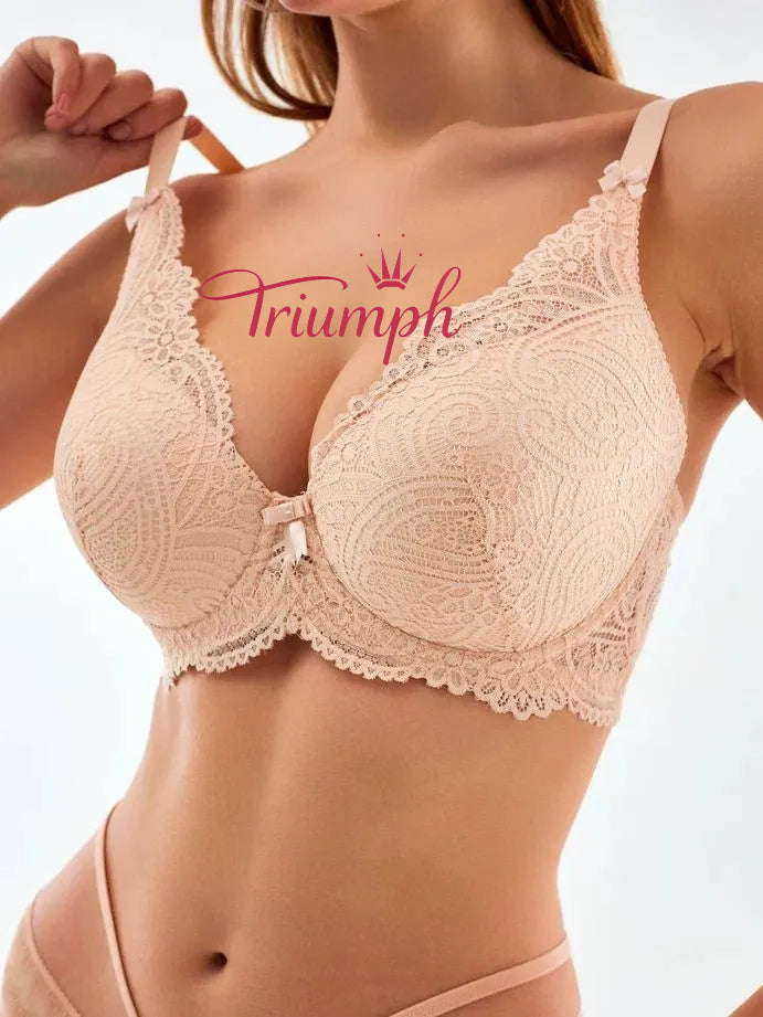 „Triumph®“ 4 vnt.💖50 % nuolaida✨Nėriniuota liemenėlė dideliems dydžiams, gili V formos [65A-120H]