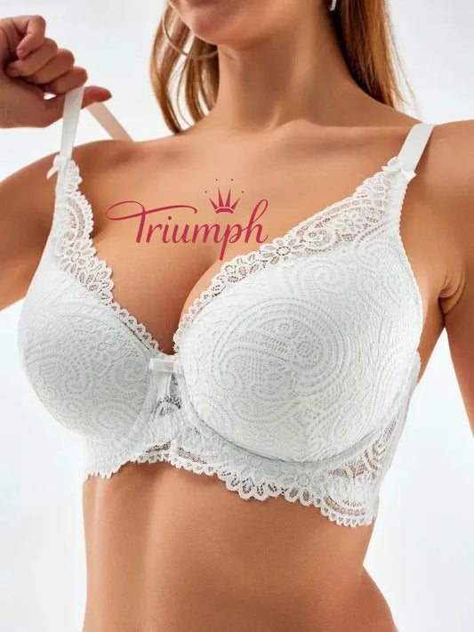 „Triumph®“ 4 vnt.💖50 % nuolaida✨Nėriniuota liemenėlė dideliems dydžiams, gili V formos [65A-120H]