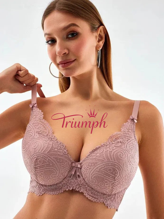 „Triumph®“ 4 vnt.💖50 % nuolaida✨Nėriniuota liemenėlė dideliems dydžiams, gili V formos [65A-120H]