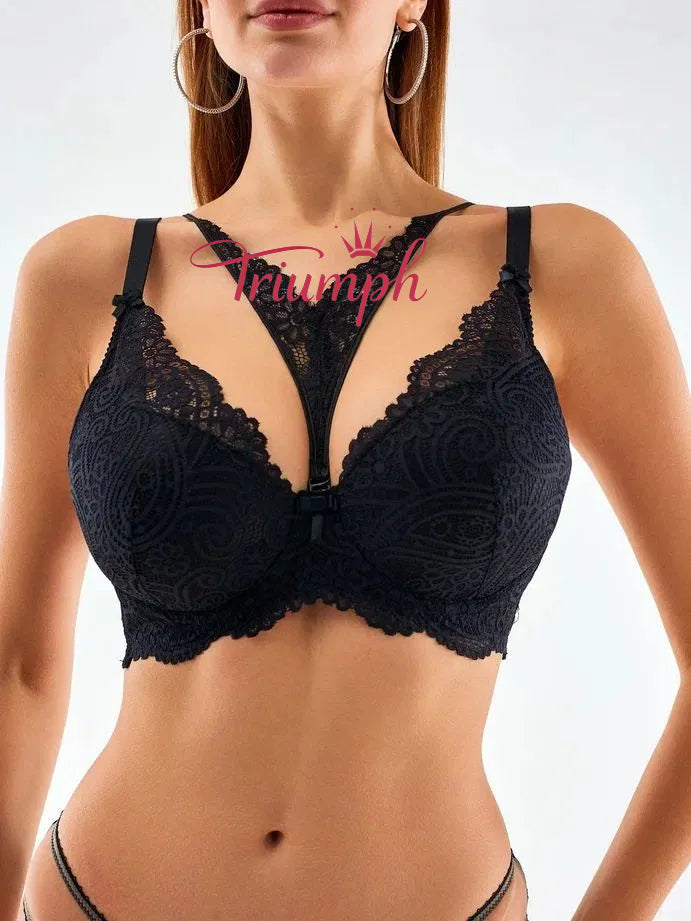 „Triumph®“ 4 vnt.💖50 % nuolaida✨Nėriniuota liemenėlė dideliems dydžiams, gili V formos [65A-120H]