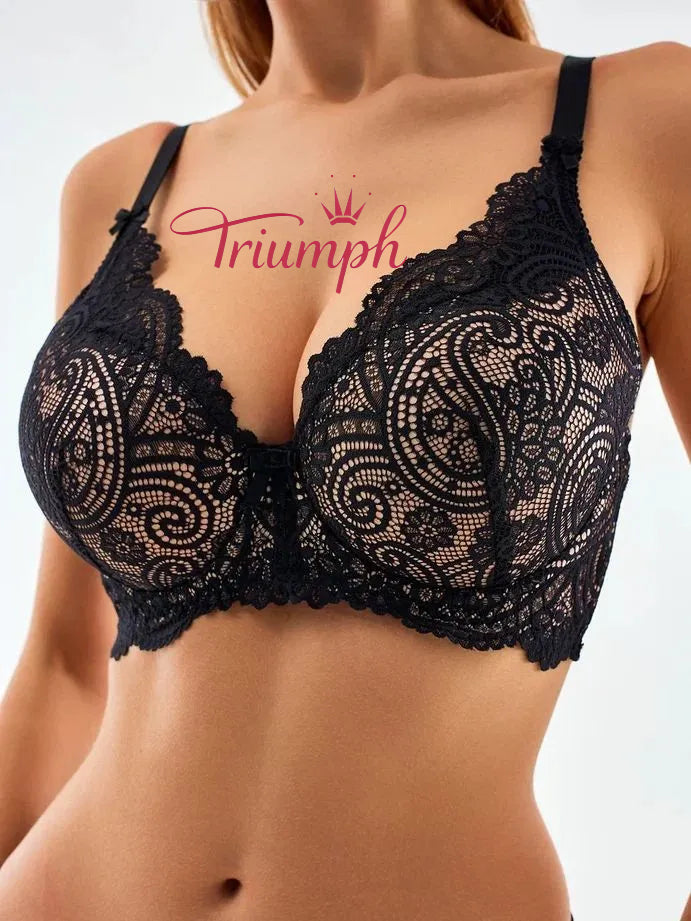 „Triumph®“ 4 vnt.💖50 % nuolaida✨Nėriniuota liemenėlė dideliems dydžiams, gili V formos [65A-120H]