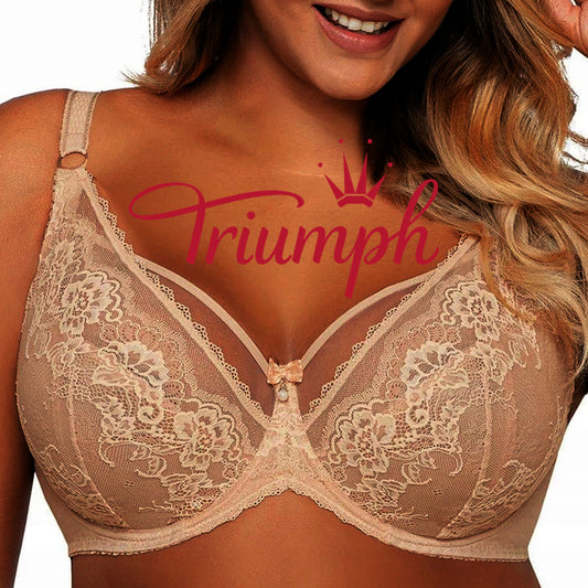 „Triumph®“ – 4 vnt. pakuotė💖50 % nuolaida✨Plius dydžio liemenėlė su reguliuojamais nėriniuotais petnešėliais
