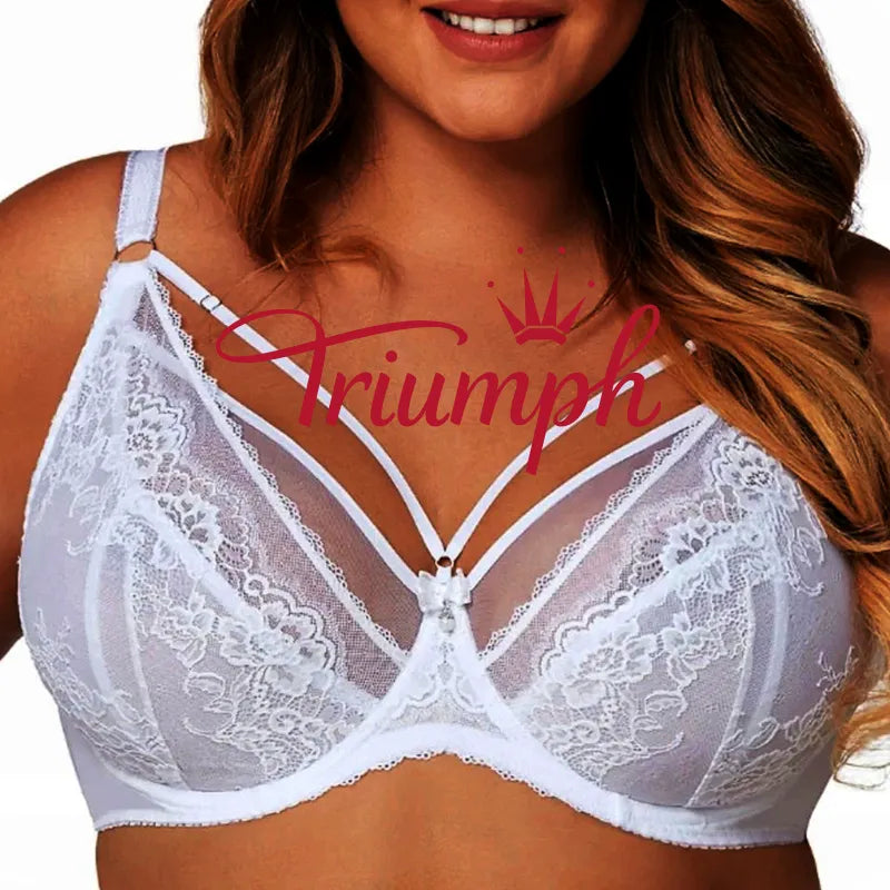 „Triumph®“ – 4 vnt. pakuotė💖50 % nuolaida✨Plius dydžio liemenėlė su reguliuojamais nėriniuotais petnešėliais