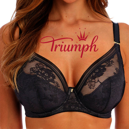 „Triumph®“ 4 liemenėlių pakuotė 💖50 % nuolaida ✨Rankomis siuvinėta nėriniuota didelių dydžių liemenėlė, gili V formos [65A-120H]