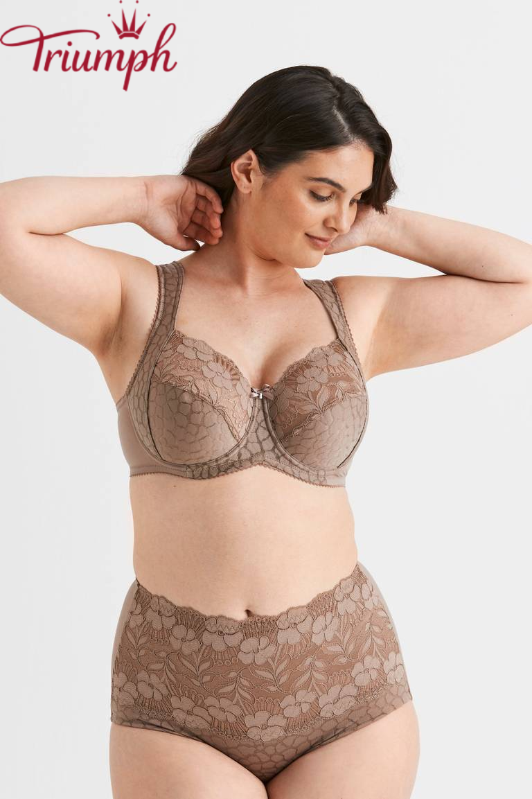 Triumph - 4 dalių komplektas 🔥 Žakardo ir nėriniuota liemenėlė